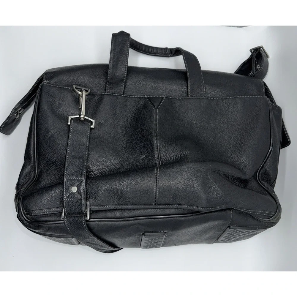 Johnston & Murphy J & M Black Pebbled Leather Briefcase Laptop Messenger Bag